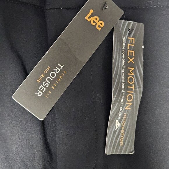 Lee Mid Rise Trouser Pants Womens Plus Size 18 Short Flex Motion Black Slacks - Picture 5 of 8